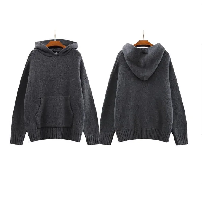 Herbst Lässiger, einfarbiger, langärmliger Plüschpullover mit Kapuze und locker sitzendem Outdoor-Sportpullover