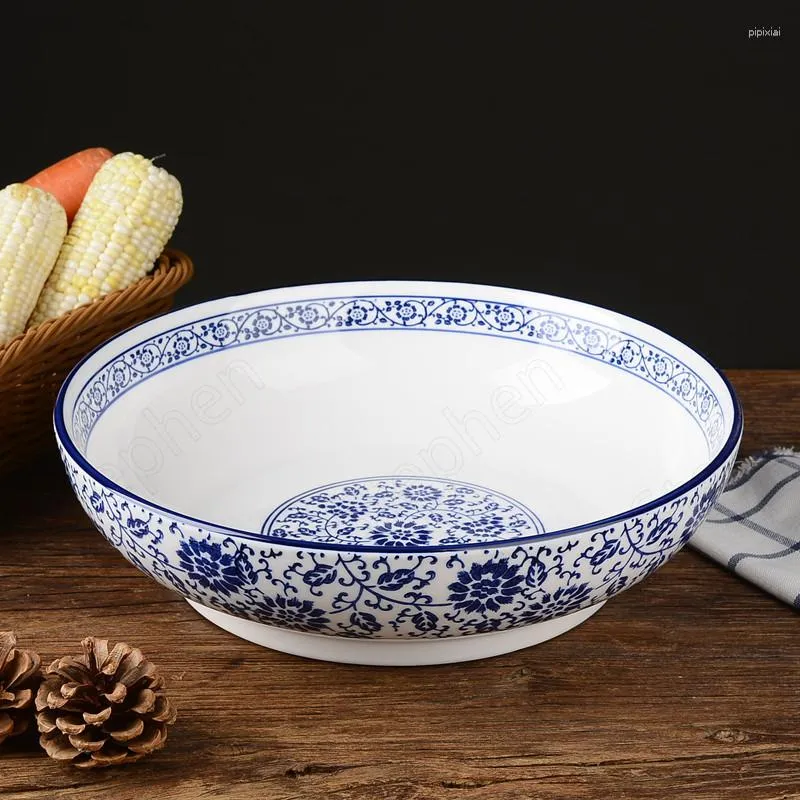 Kommen Blauw En Wit Keramiek Grote Kom Chinees Klassiek Geschilderd Soep El Restaurant Servies Ramen Keukengerei