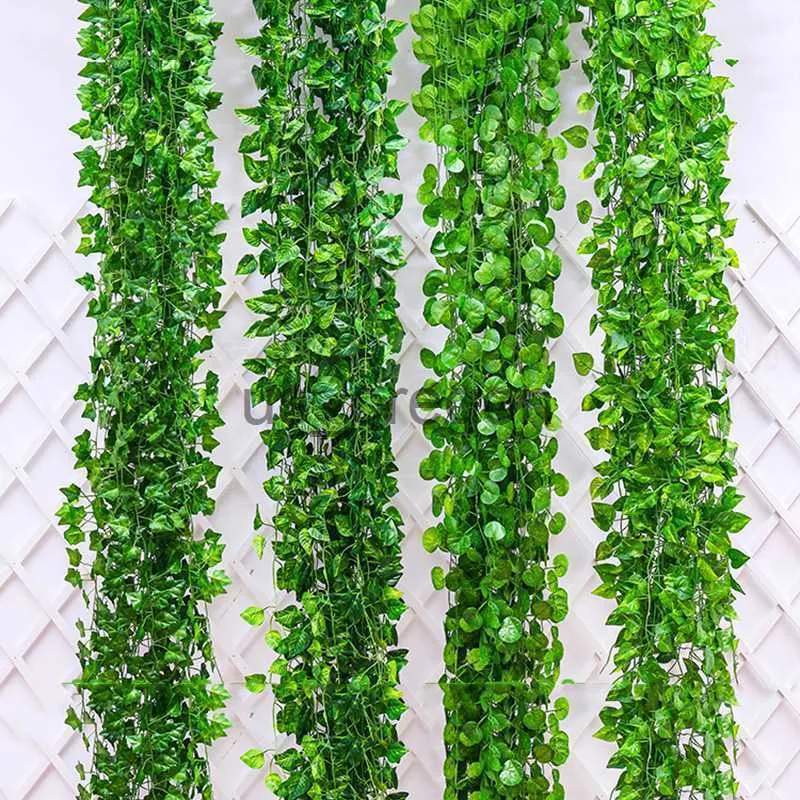 Decoratieve Objecten Beeldjes 12st 2M Kunstplanten Ivy Creeper Groen Blad Home Decor Nep Bloem DIY Opknoping Guirlande Bruiloft Feestkamer Tuin Decoratie