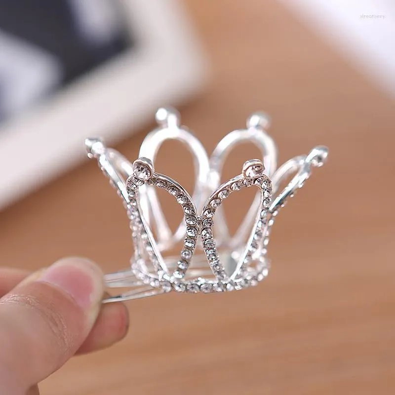 Grampos de cabelo de metal joias tiara para meninas folheado a prata bonito coroa de cristal tiaras para mulheres