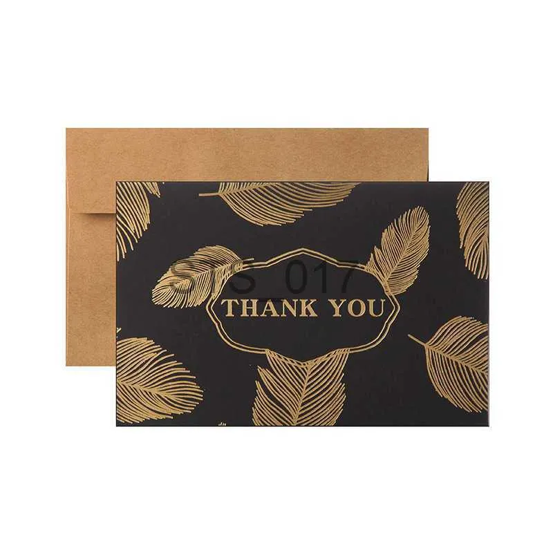 Hangers Racks 2PCS Dream Feather Bronzing Folding Type Greeting Card Retro Thank You Card Wedding Birthday Party Invitations Gift Blank Cards x0710