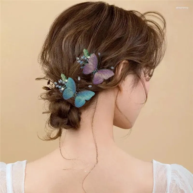 Haarspangen Mode Exquisite Stickerei Schmetterling Haarnadel Frauen Urlaub Geschenk Retro Ente Schnabel Clip Kopfschmuck Zubehör Mädchen Schmuck