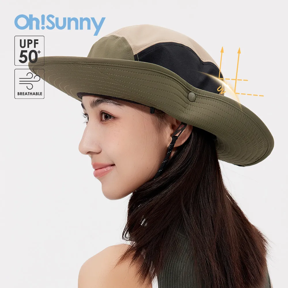 OhSunny Весенне-летняя женская шляпа-ведро с защитой от ультрафиолета UPF50 + Защита от солнца Водонепроницаемая регулируемая многофункциональная дышащая кепка с козырьком