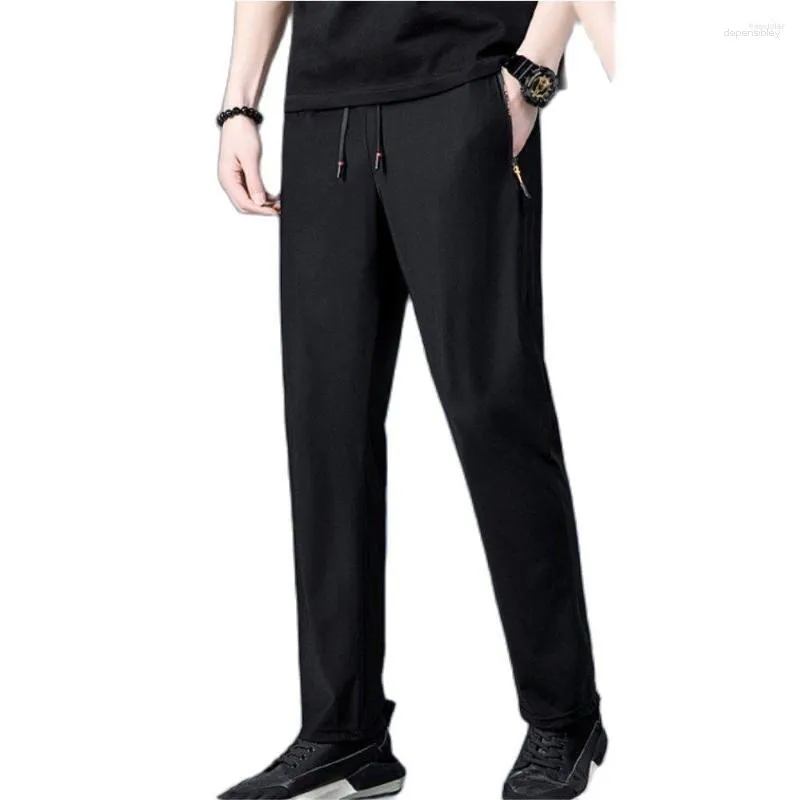 Men's Suits Men's L-8XL Summer Man Business Pants Ice Silk Quick Drying Elastic Straight Male Trousers Dress Office Formal Plus Size