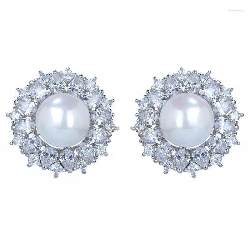 Boucles d'oreilles 2023 mode fleurs forme CZ bijoux perle Vintage ronde innovante pour les femmes GLE4858Y