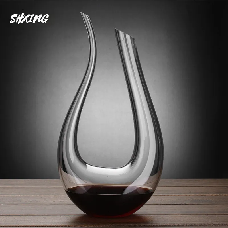 バーツール1000mlハイグレードクリスタルUshaped Wine Decanter Gift Box Harp Swan Creative Separator Set R 230627