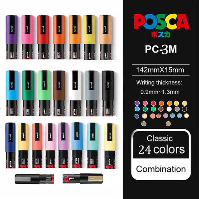 UNI POSCA Marker Pen Set,PC-1M 3M 5M 8K 17K Water Based Color