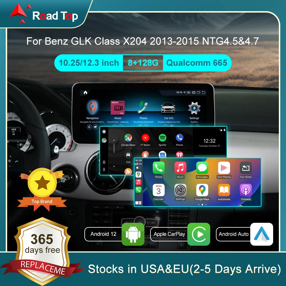 8G RAM 128G ROM 10.25 "및 12.3 ''Qualcomm Android 12 CAR PC Radio GPS Navigation Bluetooth WiFi 헤드 유닛 스크린 벤츠 GLK 클래스 X204 2013-2015