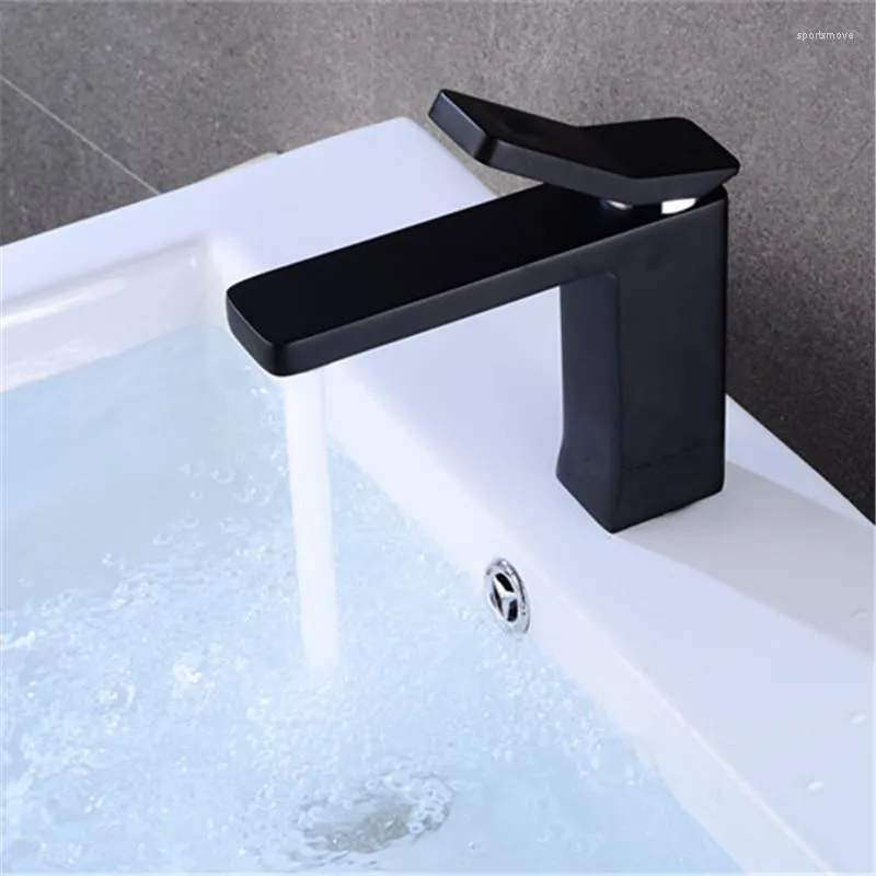 Bathroom Sink Faucets Basin Black/White Brass Originality Design Deck Mounted Cold Water Mixer Taps