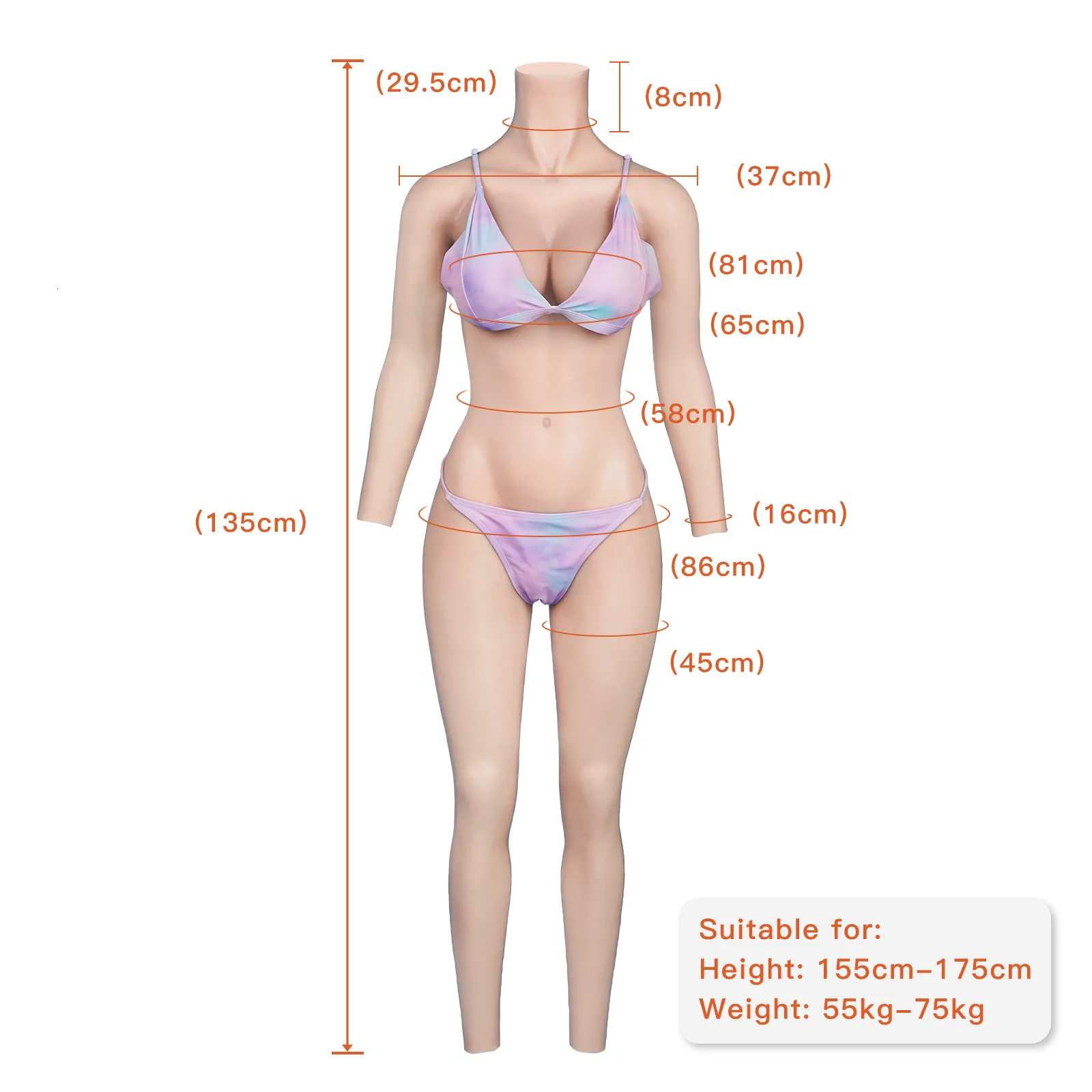KUMIHO C Cup Silicone Bodysuit for Crossdressing - Transgender Cosplay,  Full Body Suit with Artificial Vagina