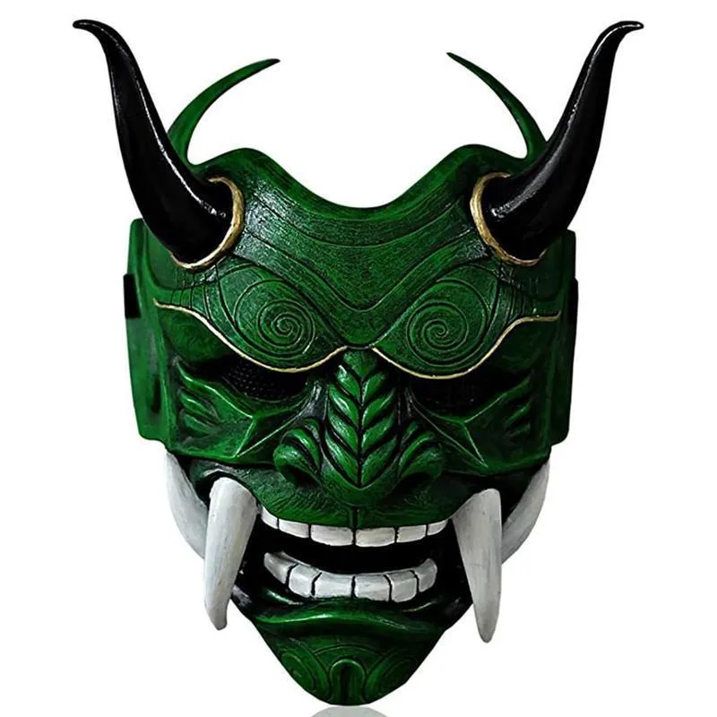 Máscara Samurai Demonio Prajna – Cosplay De Hannya De Tsushima, Resina, Tamaño 20.5x26 Cm, Para Halloween Y Disfraces, Incluye Correa Ajustable