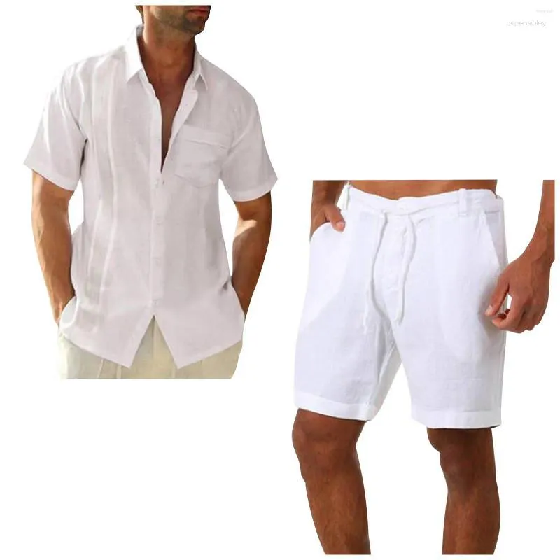 Fatos de treino masculinos 2023 verão masculino conjunto de camisa de linho de algodão casual ao ar livre 2 peças terno roupas para casa pijamas macio respirável