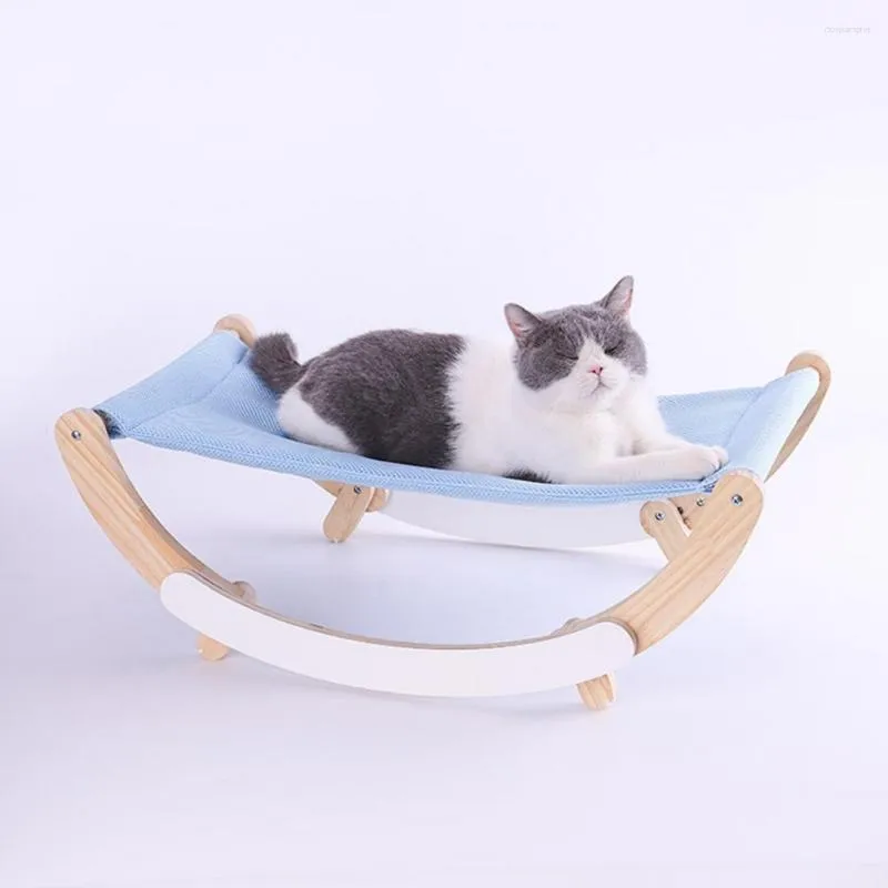 Cat Beds Swing Chair Four Corners Fixed High Stability Wood Flexible Rocking Sleeping Summer Small Pet Hammock Supplies