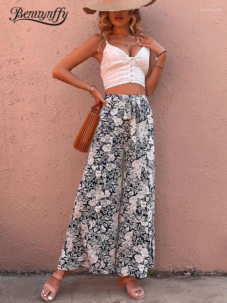 Floral Print Tie Front High Waist Pants Casual Boho Style For Womens Summer  Beach Outfit 2023 From Loveclothingfz3, $17.52