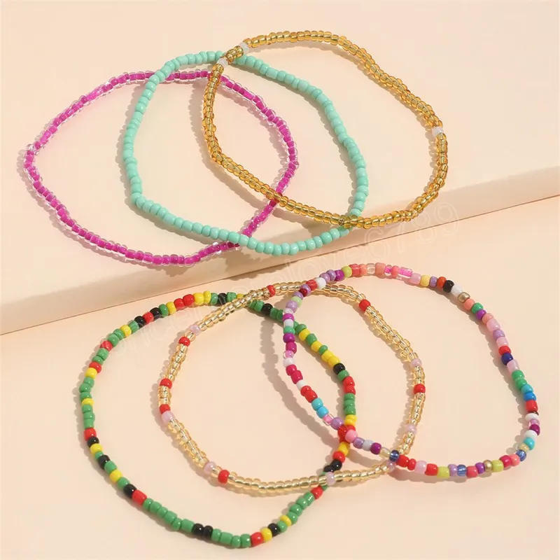 Bohemian Bunte Reis Perle Fußkettchen Set Für Frauen Sommer Sandy Strand Kette Auf Bein Knöchel Armband Weibliche Mode-Schmuck