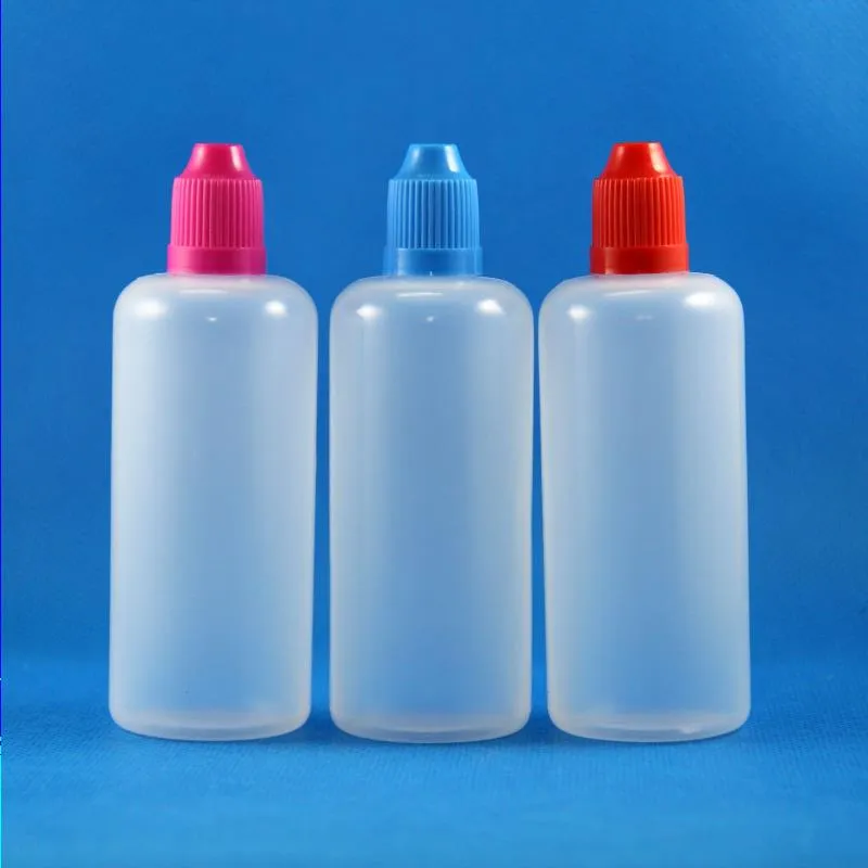 100 Pcs 100 ml (1/6 oz) Flacons compte-gouttes en plastique Bouchons à l'épreuve des enfants Conseils LDPE pour E Vapor Cig Liquid Juice 100 ml Rkejq