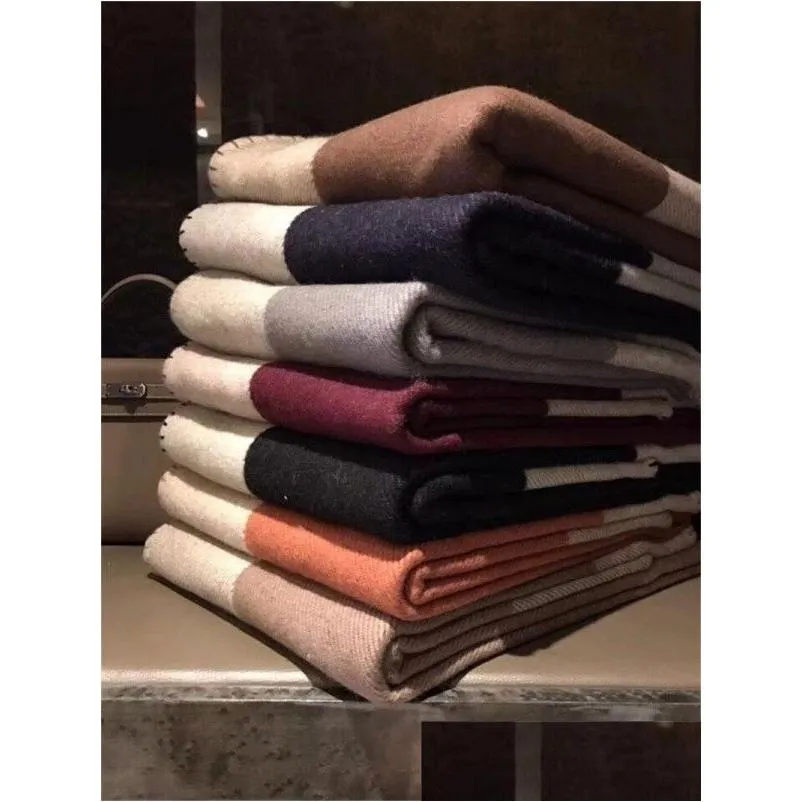 Blankets Thick Home Sofa Good Quailty Blanket Top Selling Beige Orange Black Red Gray Navy Big Size 145X175Cm Wool Drop Delivery Gar Dh2Gi
