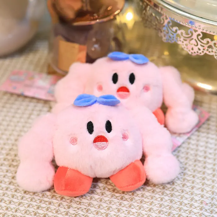 Plush Dolls Kirby Keychain Stuffed Plush Toys Kawaii Muscle Kirby Cotton Cartoon Plush Dolls Soft Peluche Kids Toys Birthday Gifts 230626