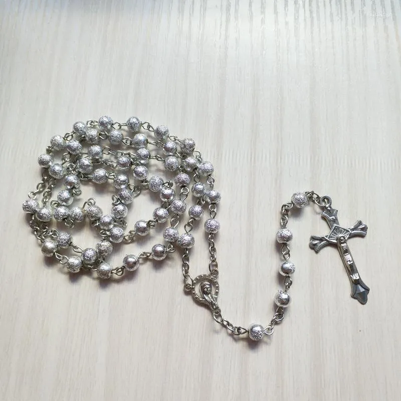 Pendant Necklaces QIGO Acrylic Rosary Necklace Cross Religious Pray Jewelry For Men Women