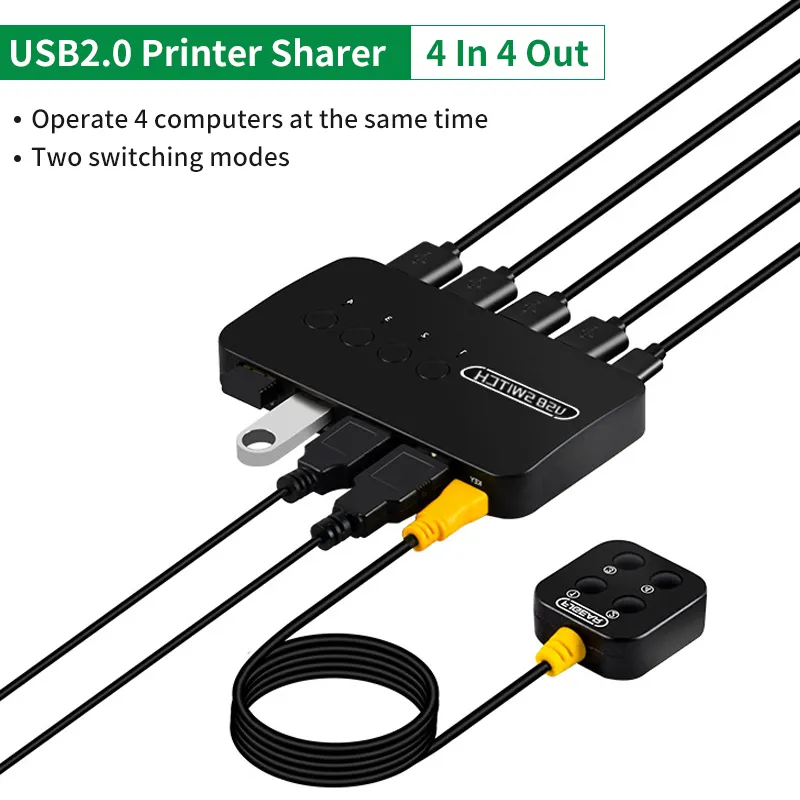 Inputs 4 Outputs KVM Switch USB2.0 Hub Adapter For PC Laptop Printer Keyboard Mouse USB Devices Peripheral Switcher