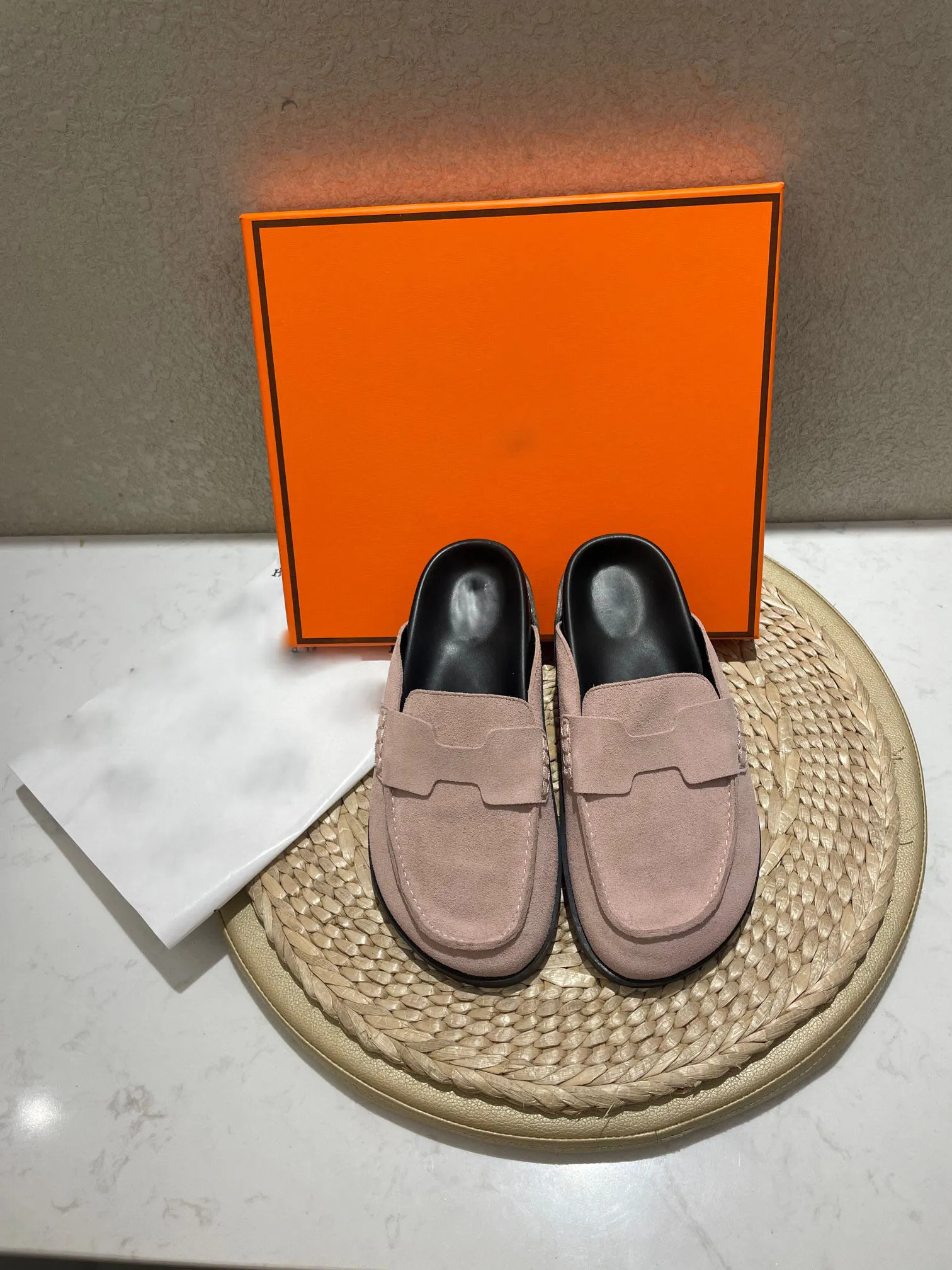 Schoenen platte sandalen burken ontwerper suede dikke bodem casual slippers met doos 5