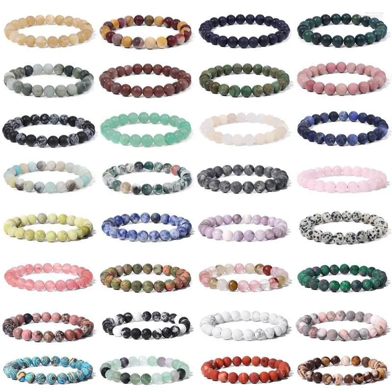 Strand 8mm Mat Pierre Naturelle Stretch Bracelets Pour Femmes Hommes Rose Quartzs Rhodonite Agate À La Main Guérison Méditation Bracelet Bijoux