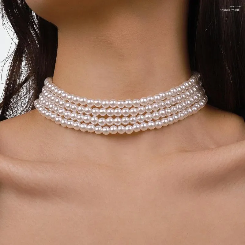 Chains Elegant Light Luxury Three-layer Pearl Collar Necklace Trend Jewelry Fashion Woman Leisure Birthday Party Gift