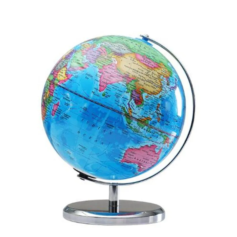 Globe Sphere Diameter 20cm Full English World Globe HD Printed Desk Teach Led Lights Globe Metal ABS 360 ° Rotation Office Crafts