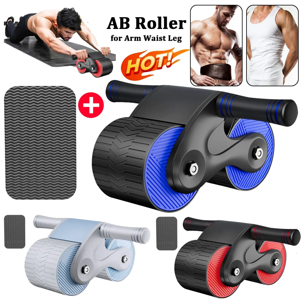 Ab Rollers Anti Slip Abdominal Wheel Automatic Rebound Abdominal Roller for Arm Waist Leg Exercise with Kneeling Pad Stretch Muscle Trainer 230307