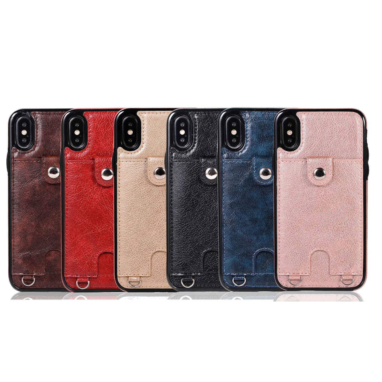 Lämplig för iPhone12Pro Mobiltelefon läderfodral fast färg 13 kort Apple 15Promax Oblique Lanyard Protective Case