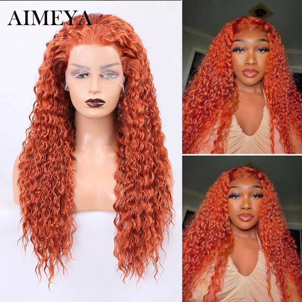 Orange Ginger Synthetic Lace Wigs for Black Women Kinky Curly Wig Lace Front Wig High Temperature Fiber Cosplay Wigs Daily Used 230524