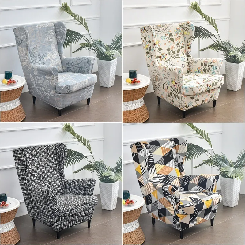 Chair Covers Floral Wing Chair Cover Sloping King Back Armchair Covers Elastic Armchair Slipcover Wingback Sofa Back Chair Cover Slipcovers 230627