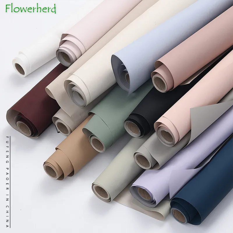Packaging Paper Peach Skin Roll Craft Paper 52cm X 6Y Two-color Waterproof Flower Bouquet Wrapping Paper Handmade DIY Florist Kraft Tissue Paper 230626