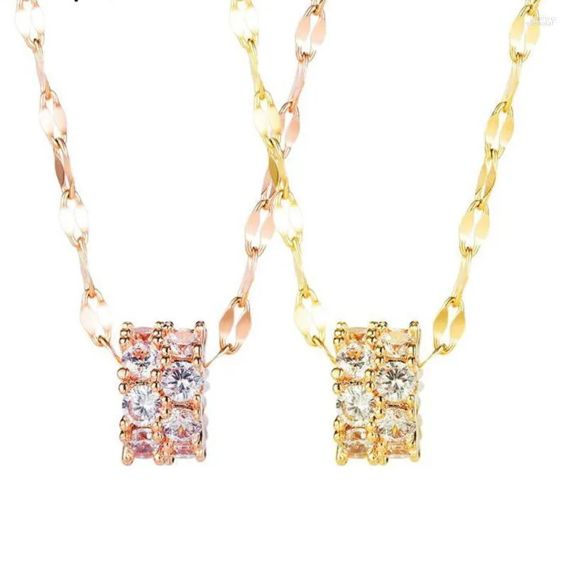 Kedjor yo toppkvalitet mode ring hänge halsband för kvinnor retro vintage klassisk rosguld färg kubik zirkonsten smycken