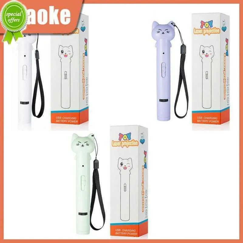 Neue Multifunktions Lustige Katze Stift Haustier LED Katze Laser Spielzeug USB Aufladbare Multi-muster Projektion Feder Lustige Katze Stick pet Liefert