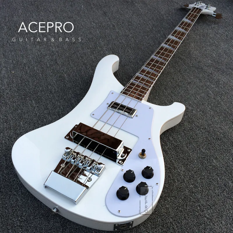 4003ホワイトカラー4ストリングエレクトリックベースギタークロムハードウェア22フレットローズウッドフレットボード高品質の船積みギターラ