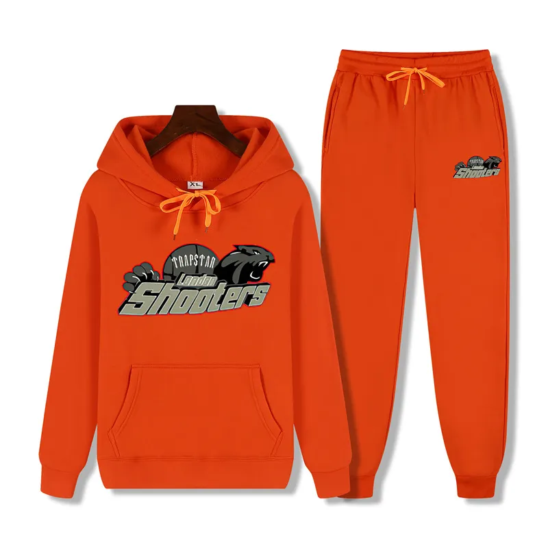Trapstar Printed Hoodie Tracksuit Set Loose, Casual Sports Running Pants With Thickened Design