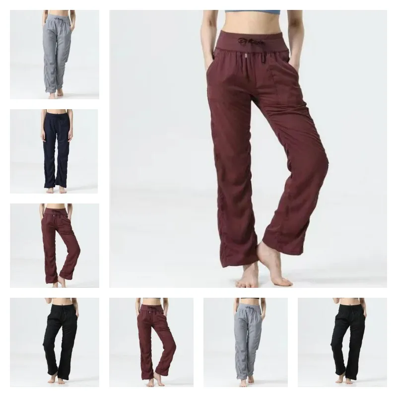 lu-18 AlignLulus Pantaloni da Donna Capris Allenamento Allentato Danza Studio Vita Sport per Le Donne Casual Palestra Yoga Pantaloni a Gamba Larga Pantaloni Lululemenly da Donna