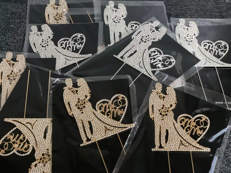 Soon To Be Mr & Mrs Wedding Cake Topper — Golden Glitter Bridal Shower Decor — Bride And Groom Cake Decoration - View #9