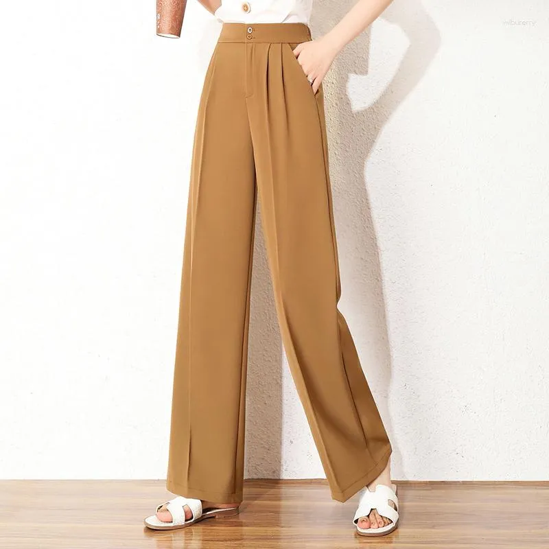 Women's Pants Solid Color Black Khaki Wide-Legged Straight Suit Female High Waist Woman Spring Autumn For Women'S Clothing Panty 2023