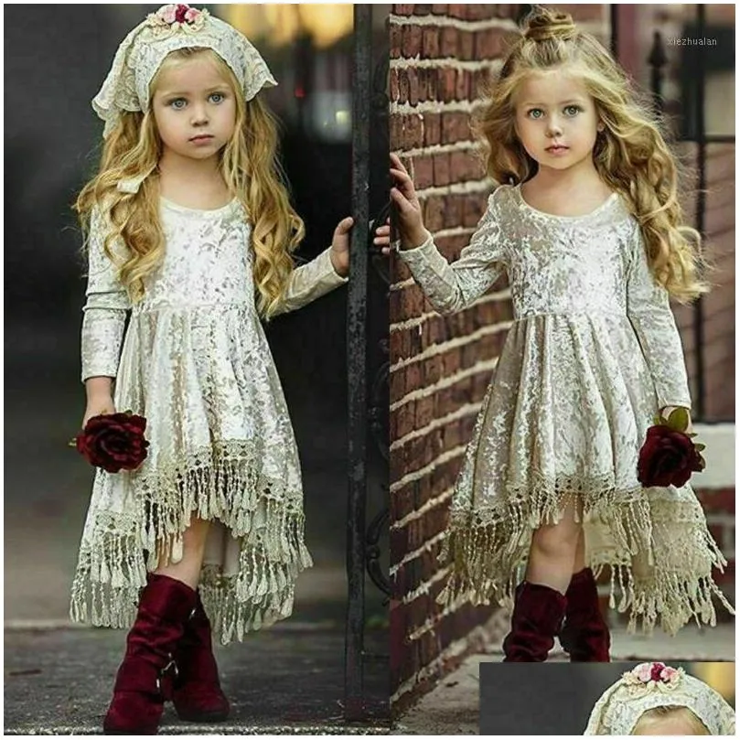 Vestidos de niña Princesa Bebé Vestido de flores Manga larga Veet Tassel Party Astilla Vestidos de moda 20211 Drop Delivery Kids Maternit Dhrgx