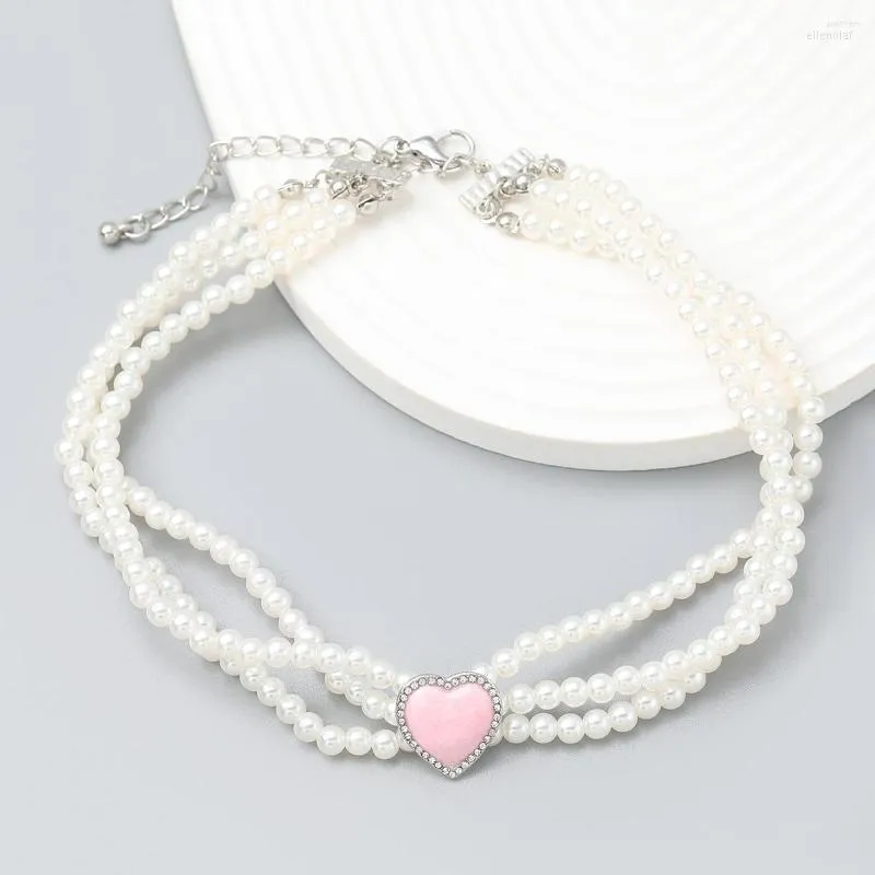Choker Creative French Style Retro Party Simple Elegant Pearls Women's Jewelry Cute Heart Multi Layers Pearl Necklace