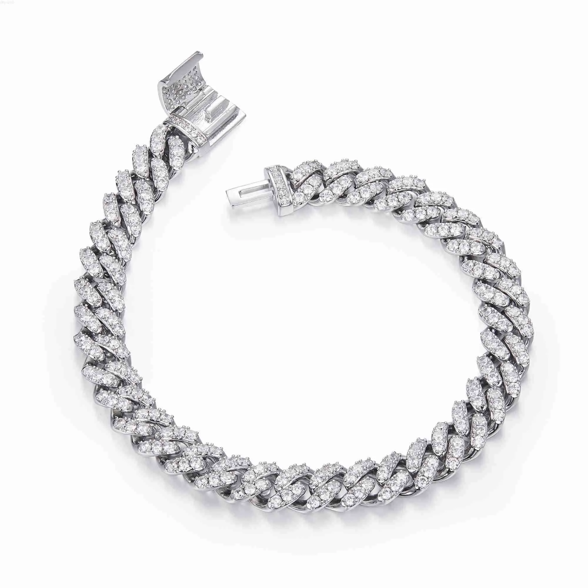 Gioielli firmati Gioielli Hip Hop S925 Argento sterling 8mm Larghezza 6 8 9 16 18 20 22 24 26IN D Moissanite Bracciale a catena a maglie cubane Collana per uomo