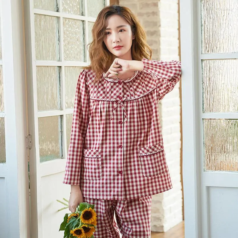 Women's Sleepwear Women's Women Pajamas Set M-XXXL Cardigan Pijamas Mujer Autumn Sweet Cute Long Sleeve Princess Nightwear O-Neck