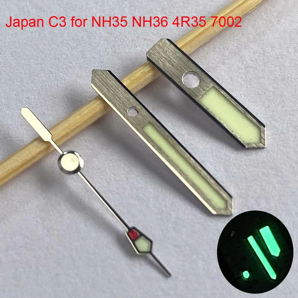 Kits Diver Japan C3 Super Luminous Sier Brush Watch Hand för Fit NH35A NH36A 7S26 6R15 4R35 6309 7002 Rörelse för SKX Watch Parts