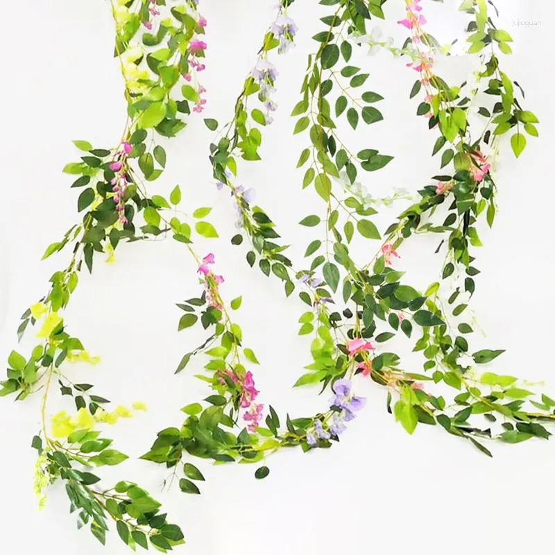 Decoratieve Bloemen 190cm Kunstmatige Nep Plant Ivy Wisteria Vine Garland Home Decor Tuin Decoraties Gebladerte Bruiloft Boog Bloemen