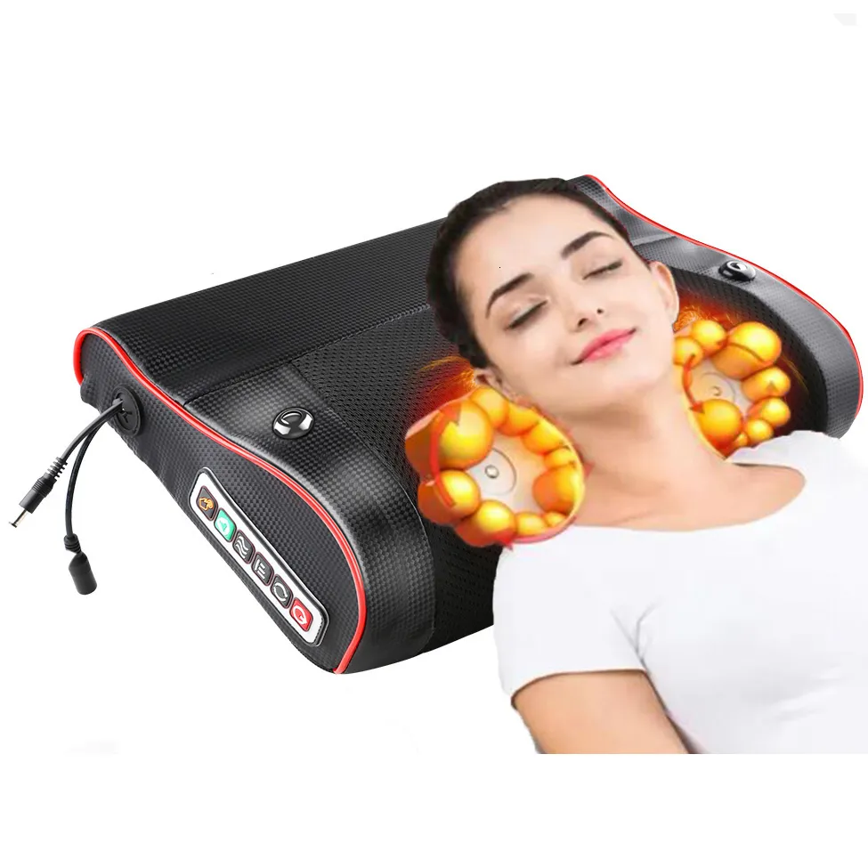 Masser le cou Oreillers électrique Relaxation de la tête Oreiller de massage Chauffage du dos Pétrir Thérapie infrarouge Masseur shiatsu 230627