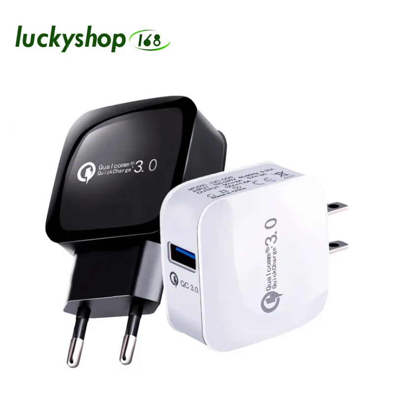 빠른 충전 어댑터 QC 3.0 벽 충전기 5V/2.4A USB 플러그 홈 여행 어댑터 아이폰 14 프로 최대 화웨이 P60 P50 프로 삼성 S23 울트라 플러스 OPP 가방