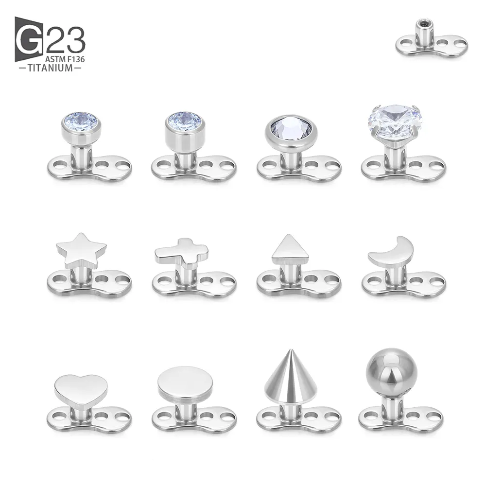 Nombril Cloche Bouton Anneaux 1 Pcs F136 Microdermal Piercing Surface À Filetage Interne Gem Ends Peau Peau Plongeur Cacher Méduse Piercing Bijoux De Corps 230626