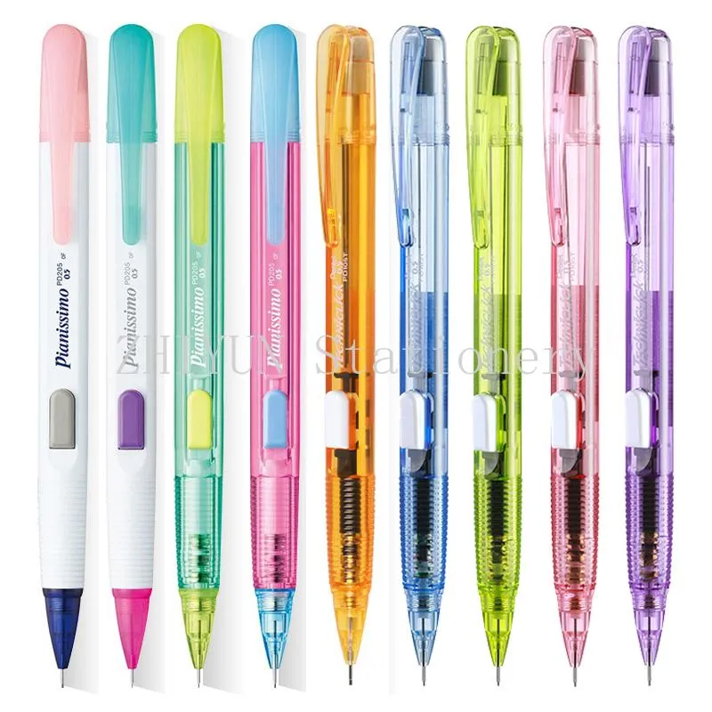 Lápis 5/9pcs Pentel Technick Sidepress Lápis mecânicos 0,5 mm clique em estados de papelaria material escolar pd205